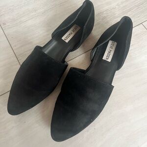 Steve Madden Black Suede Pointed D'Orsay Flats